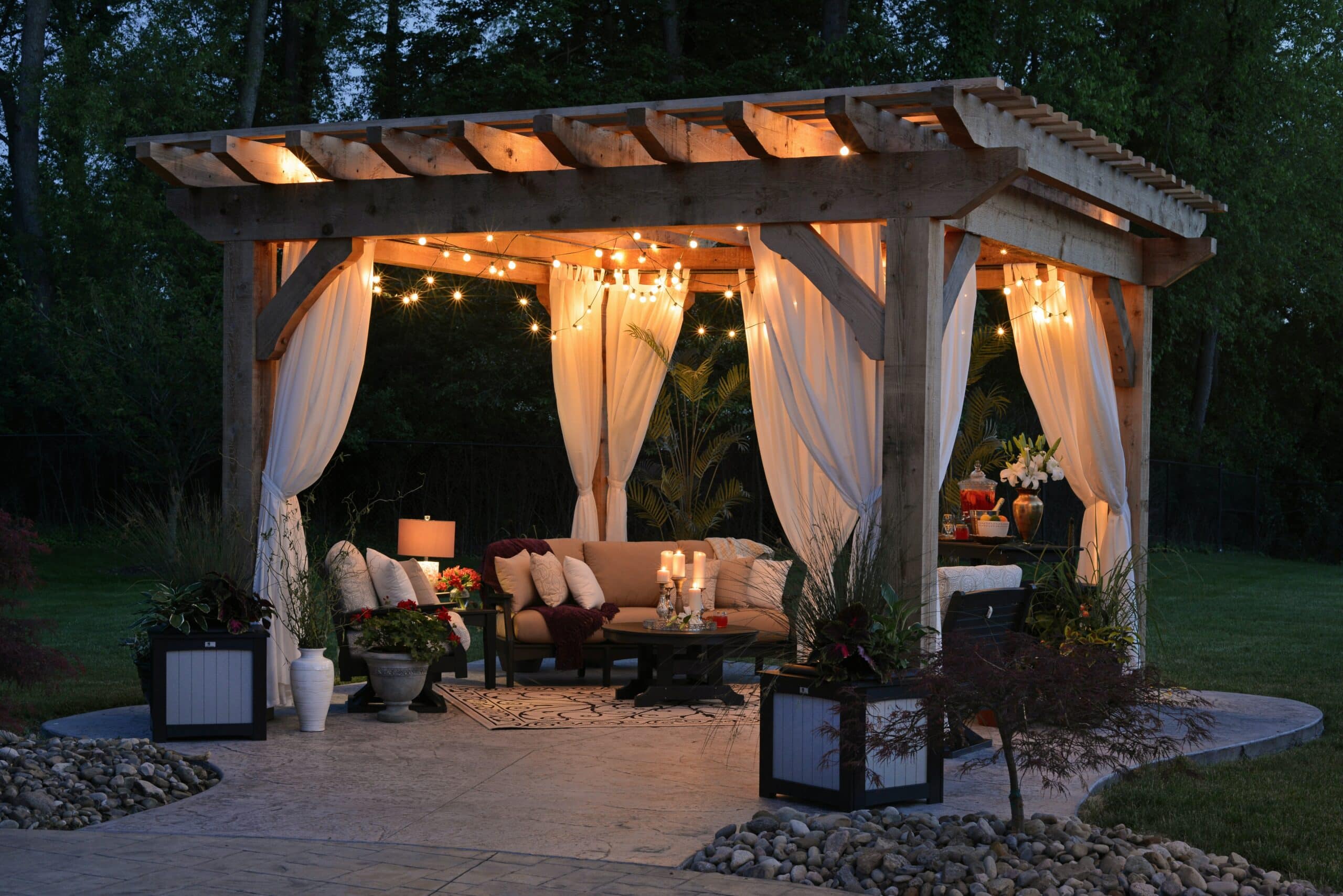 pergola lumière soirée